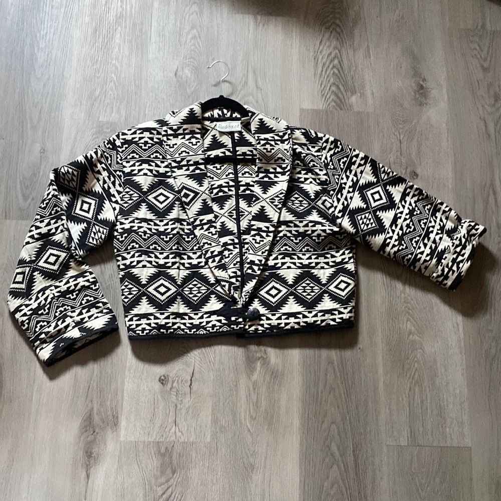 80’s black and white Aztec Bolero jacket